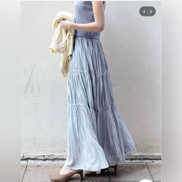 Laguna Moon Pleated Tiered Knit Dress in Blue S NWOT - Picture 10 of 16